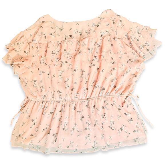 Lane Bryant Pink Ruffled Floral V-Neck Romantic Cottagecore Dainty Blouse 24 3X - Picture 10 of 11